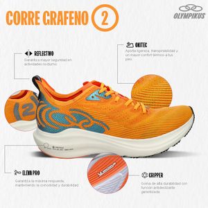 Zapatillas Running Olympikus Corre Grafeno 2-211 Naranja/Limon